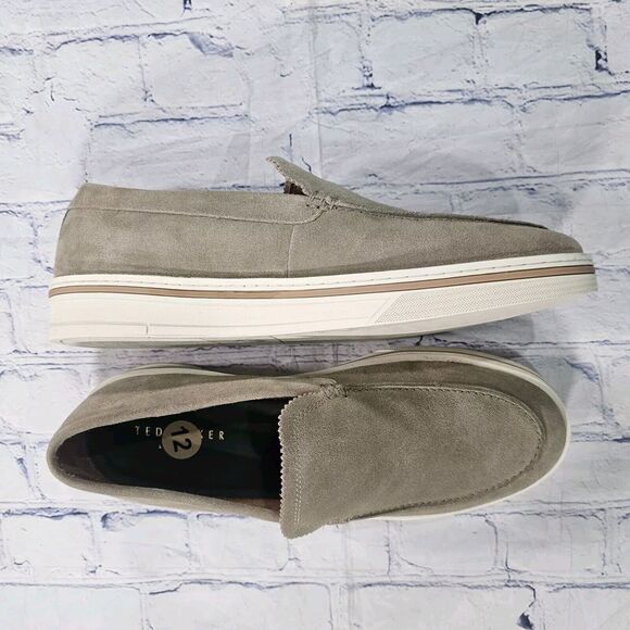 Ted Baker MENS SIZE 12 Hampshire Slip On Shoe Casual Sneaker Green Khaki Suede - Picture 3 of 9